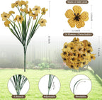 24 Yellow Bundles Artificial Flowers for Outdoors/Indoors Fake Flowers Plants for Indoor Outside Garden Porch Window Box Home Wedding Farmhouse