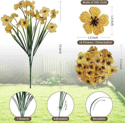 24 Yellow Bundles Artificial Flowers for Outdoors/Indoors Fake Flowers Plants for Indoor Outside Garden Porch Window Box Home Wedding Farmhouse