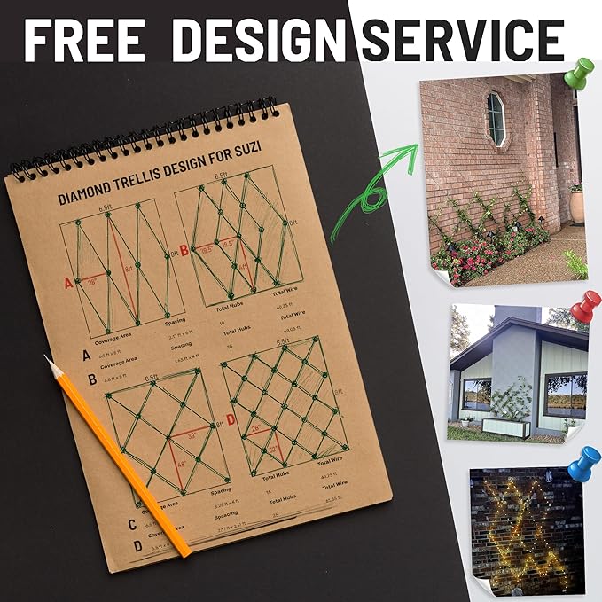 Wire Trellis for Climbing Plants Outdoor, 30-Set Wall Trellis Kit, T316 Espalier System for Fence and Garden DIY Projects (Hubs Only, Without Cable)