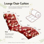 4 Pack Outdoor Chaise Lounge Chair Cushion 75.1 x 22.8 x 4.7 Inches 100% Waterproof Replacement Cotton Patio Pool Lounge Chair Cushion for Outdoor Furniture with Ties, Red Peony