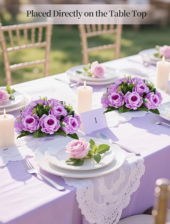 Artificial Flower Balls, Lilac Silk Roses for Wedding Centerpieces