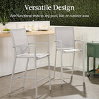 Best Choice Products Outdoor Bar Stools Set of 2, Bar Height, Patio Furniture, All Weather Mesh Design w/Armrest - Gray/Gray