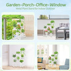 iDavosic.ly Plant Stand Indoor Outdoor, 7 Tier Corner Metal Flower Display Holder Shelf, Easy Assembly Folding Tall Orchid Rack for Patio Balcony Porch Garden Living Room House, White