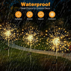 btfarm 1 Pack Solar Garden Lights Outdoor, 8 Modes Firework Lights Solar Powered, Waterproof Twinkle Fairy Light Outside for Yard Patio Pathway Pool Christmas Party Decorative, Warm White