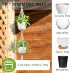 Macrame Plant Hanger - Fits 4 to 8 inches Pots for Indoor Outdoor, 49 Inch, Set of 2, Ivory (POTS NOT Included)
