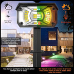 Color Solar Light Outdoor Waterproof Spotlights with 9 Light Modes, Color Changing Solar Outdoor Light for Halloween Decorations, Colored Spot Lights Auto On,Off, RGBW