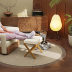 Foldable Foot Stool Ottoman, Modern Foot Rest with Bamboo X Legs & Thick Foam Cushion, Folding Foot Stools Small Padded for Bedroom Living Room, Footstool for Chair Couch (Natural - Beige)