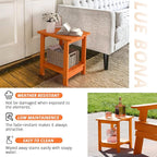 LUE BONA Adirondack Outdoor Side Table, 2-Tier Orange HDPS Patio End Table Weather Resistant, Morden Side Table for Patio, Pool, Porch