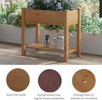 FILWH Raised Garden Bed with Legs Elevated Wooden Planter Box Stand Large Planter Stand Box for Fruits Vegetables Flowers with Divider with Bag - 34x18x30.5IN（Brown）