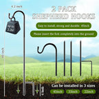 2 Pcs 45 Inch Shepherds Hook for Outdoor Adjustable Bird Feeder Pole Metal Steel Shepard Hooks for Hummingbird Stand Feeder Pole for Garden Plant, Lantern, Hanging Wedding Decor