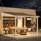 AECOJOY 10' x 10' Pergola Gazebo in White, Small Wall Mounted Pergolas and Gazebos on Clearance, Outdoor Patio Lean to Gazebo Metal Awnings for Deck, Porch, Backyard and More