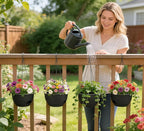 Set of 2-8 Inch Self Watering Hanging Planters for Indoor Outdoor，Hanging Plant Pots with Drainage & Removable Tray, Hanging Pots Holder for Ivy, Pothos, Ferns, Balcony & Patio, Black