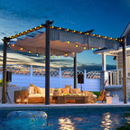 10'x12' Outdoor Pergola with Retractable Canopy, Patio Metal Heavy-Duty Gazebo Shelter for Backyard, Deck, Garden