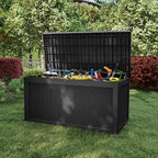 310 Gallon Lockable Outdoor Storage Box – Waterproof Resin Deck Box for Patio Furniture, Garden Tools, Pool Accessories (Black)