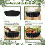 Riare 4 Pack 36 Inch Black Felt Window Box Liners- Fabric Trough Planter Basket Liners Replacement, Non-Woven Hanging Plant Liner for Wall Hanging Basket, Garden Fence Railing (Avoid Bird Nesting)