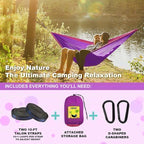 SZHLUX Camping Hammock Double & Single Portable Hammocks with 2 Tree Straps, Great for Hiking,Backpacking,Hunting,Outdoor,Beach,Camping,Purple / Pink