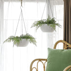 T4U 10 Inch Hanging Planters for Indoor Outdoor Plants - 2 Pack Plastic Hanging Flower Plant Pot with Drainage Hole, Round Hanging Plant Basket for Home Garden Porch Balcony Patio Decor (White)