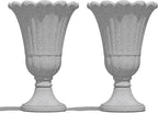23" Tall Planters for Outdoor Plants Set of 2, Planter with Drainage Holes and Petal Design, Large Outdoor Planters for Porch, Garden, Indoor, Grey