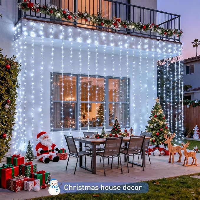 Curtain String Lights 900 LED Cool White Outdoor Waterproof 9.5 x 29.5 ft