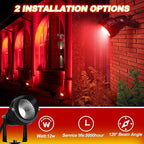 4 Pcs Christmas Red Spotlight Outdoor Plug in Landscape Lighting 12w Ip66 Waterproof LED Lights with Spiked Stand 270° Adjustable Outdoor Spot Lights for Yard Lawn Garden Tree Flags Holiday