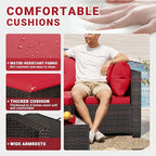 LEVELEVE 7 Pieces Outdoor Patio Furniture Sets,Rattan Conversation Sectional Set,Manual Weaving Wicker Patio Sofa with Tea Table