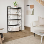 SONGMICS 5-Tier Metal Storage Rack, Shelving Unit with X Side Frames, Dense Mesh, 12.6 x 31.5 x 57.3 Inches, for Entryway, Kitchen, Living Room, Bathroom, Industrial Style, Ink Black UBSC185B01