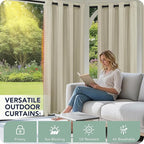Outdoor Curtains for Patio Waterproof 6 Panels - Windproof, Privacy, Weatherproof Outside Drapes for Gazebo Pergola Porch, Grommet Top and Tab Bottom, 54x108 Inch, Taupe