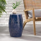 Christopher Knight Home Ruby Outdoor 12" Iron Side Table, Dark Blue