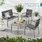 Patio Conversation Set, 4-Piece Taupe and Charcoal Textilene with Steel Frame