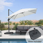 PURPLE LEAF 10 Feet Patio Umbrella with Base Outdoor Cantilever Square Umbrella Aluminum Offset Umbrella with 360-degree Rotation for Garden Deck Pool Patio White