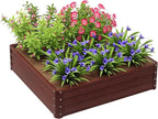 Outsunny Galvanized Raised Garden Bed, 4' x 4' x 1' Metal Planter Box, for Growing Vegetables, Flowers, Herbs, Succulents, Natural Wood