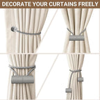 Hion Magnetic Curtain Tiebacks Grey 4 Pack, Curtain Tiebacks Buckles Holdbacks Holders Hooks Clip for Home Bedroom Office Decorative Thick or Thin Curtain