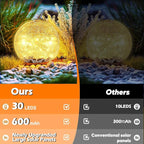 Coroor Garden Solar Ball Lights Outdoor Waterproof, 30 LED Cracked Glass Globe Solar Power Ground Lights for Path Yard Patio Lawn, Christmas Decoration Landscape Warm White(2 Pack 3.9'')