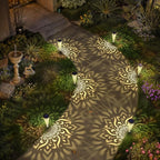 6 Pack Solar Lights Outdoor Garden Decorative Mandala Solar Garden Lights with Warm Light Waterproof Solar Pathway Landscape Light for Path Patio Backyard Walkway Yard Decor (White)