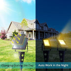Solar Spotlights Outdoor Waterproof, Zeta 6-in-1 Spot Lights Metal Warm White Auto On/Off Dusk to Dawn Landscape Flag Pole Uplights for Outside House Trees Garden Yard Driveway Pathway Lawn