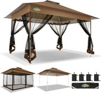 COBIZI 10x15 FT Pop up Gazebo on Clearance - Outdoor pop up Canopy Tent,carpas para Patio, Shelter - Screen Tents with Portable Carry Bag, Patio Gazebos for Camping,Garden,Deck,Backyard,Brown