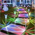 DenicMic Solar Lights Outdoor 10 Pack Waterproof Color LED Stainless Steel Stake Outside Lights for Yard Pathway Garden Driveway Walkway Landscape Path Lighting Christmas Decorations