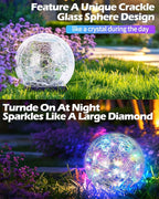 Coroor Garden Solar Ball Lights Outdoor Waterproof, 50 LED Cracked Glass Globe Solar Power Ground Lights for Path Yard Patio Lawn, Outdoor Decoration Landscape Colorful(2 Pack 4.7'')