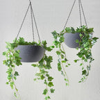 WOUSIWER 13 inch 2 Pack Large Hanging Planters for Indoor Outdoor Plants with Drainage Holes and Chain, Round Hanging Flower Pots for Garden Home Porch Decor, Grey Speckles
