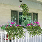 Hollyone 2pcs Artificial Hanging Plants 24" Fake Ivy Vine Faux Ivy Leaves Hanging Plant Greenery for Wall House Room Patio Indoor Outdoor Home Shelf Office Wedding Decor, UV Resistant