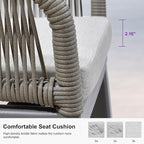 PURPLE LEAF Outdoor 24" Counter Height Bar Stools Chair Set of 2, All Weather Rattan and Aluminum Patio Bar Stool with Cushion for Indoor and Outdoor, Kitchen Island, Light Grey