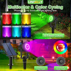 Solar Spotlights Outdoor Waterproof, RGB Landscape Spotlights, Christmas Decorative Solar Spot Lighting for Garden, Yard, Pathway, Lawn, Poolside, Party, 2-in-1 Mounted (RGB, 1 Pack)