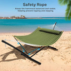 SUPERJARE Curved-Bar Hammock with Stand, 2 Person Heavy Duty Hammock Frame, Detachable Pillow & Portable Carrying Bag, Perfect for Outdoor & Indoor, Spring Green
