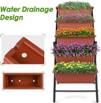 Suyncll Vertical Raised Garden Bed Planter Box,5 Tiers Vertical Garden Planter with Drainage System&4 Hooks for Herb Vegetables Flowers, Brick Red