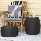 Household Essentials Handwoven Resin Storage Stool Ottoman, 16" Dia. x 9" H, Brown