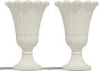 23" Tall Planters for Outdoor Plants Set of 2, Planter with Drainage Holes and Petal Design, Large Outdoor Planters for Porch, Garden, Indoor, Beige