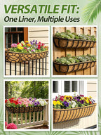 48in Arched Coco Liners for Window Planter Box - 4 Pack 100% Natural Coconut Coir Fiber Liner Replacement for Deck Flower Box, Garden Railing Fence Trough, Wall Planter Basket