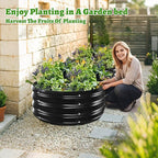Oval Galvanized Planter Box, Metal Raised Garden Bed - 0.8MM Thick- Ideal for Outdoor Gardening and Planting of Vegetables Flowers Fruits Succulent Plants and Others (Black, 5X2.7X1 FT)