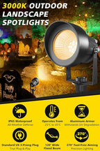 T-SUN Dusk to Dawn Outdoor Lighting, Flag Spot Lights with Photocell Auto On/Off, Waterproof 3000K Warm White LED Plug-in Landscape Spotlights for Garden Yard Tree Pathway Pole House