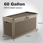 DRATO 60 Gallon Deck Box, Waterproof Resin Large Outdoor Storgae Box for Patio Furniture, Patio Cushions, Gardening Tools, Pool Supplies, Lockable（Gray，60 Gallon）